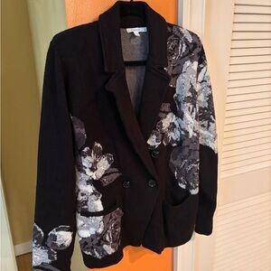 Chico's Black and Gray Floral Blazer
